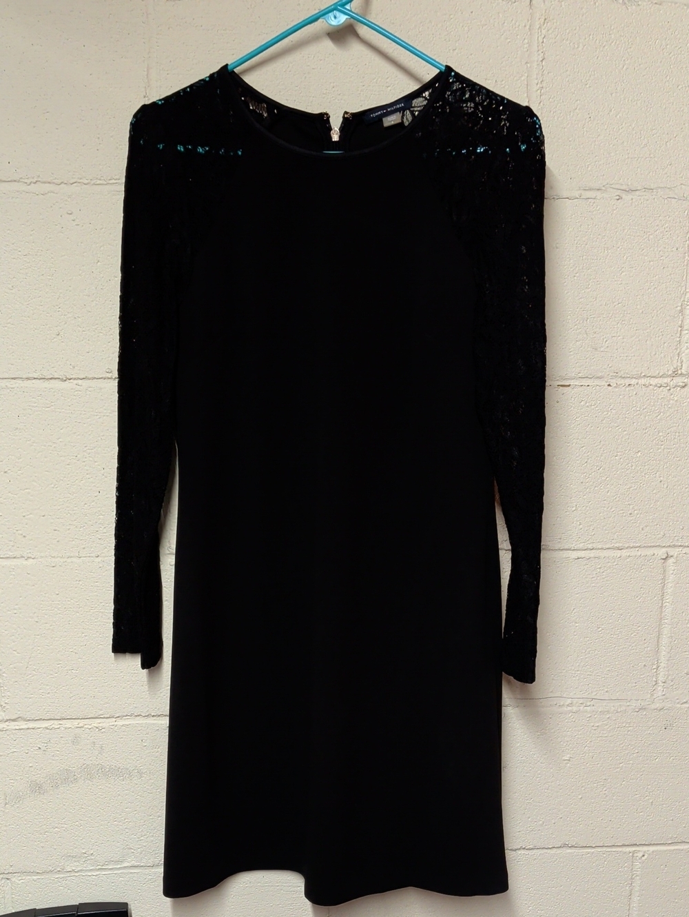 Tommy Hilfiger Black Long Sleeve Lace Shift Dress